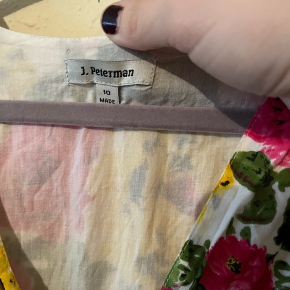 J Peterman White Floral Midi Dress Spring Garden Party Modest Elegant Feminine - Picture 5 of 8